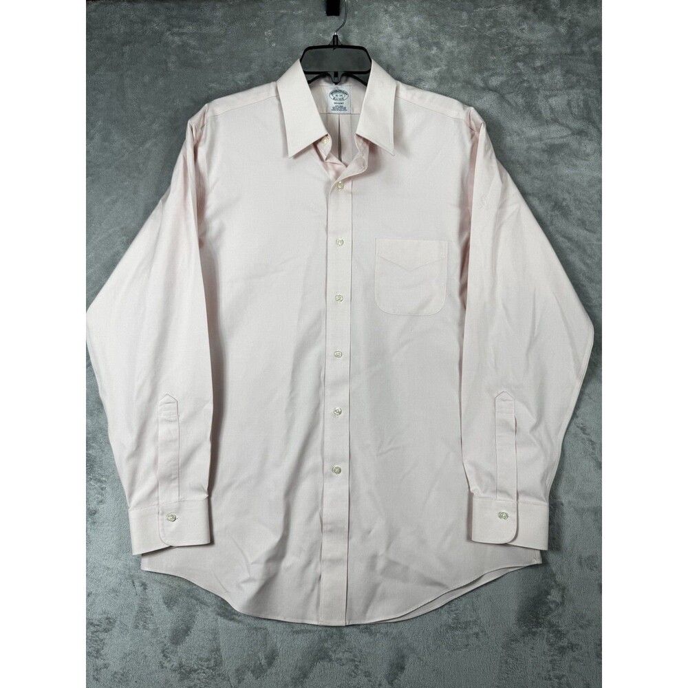 Brooks Brothers Regent Mens Dress Shirt 16-34 Pink Cotton Non-Iron Long Sleeve